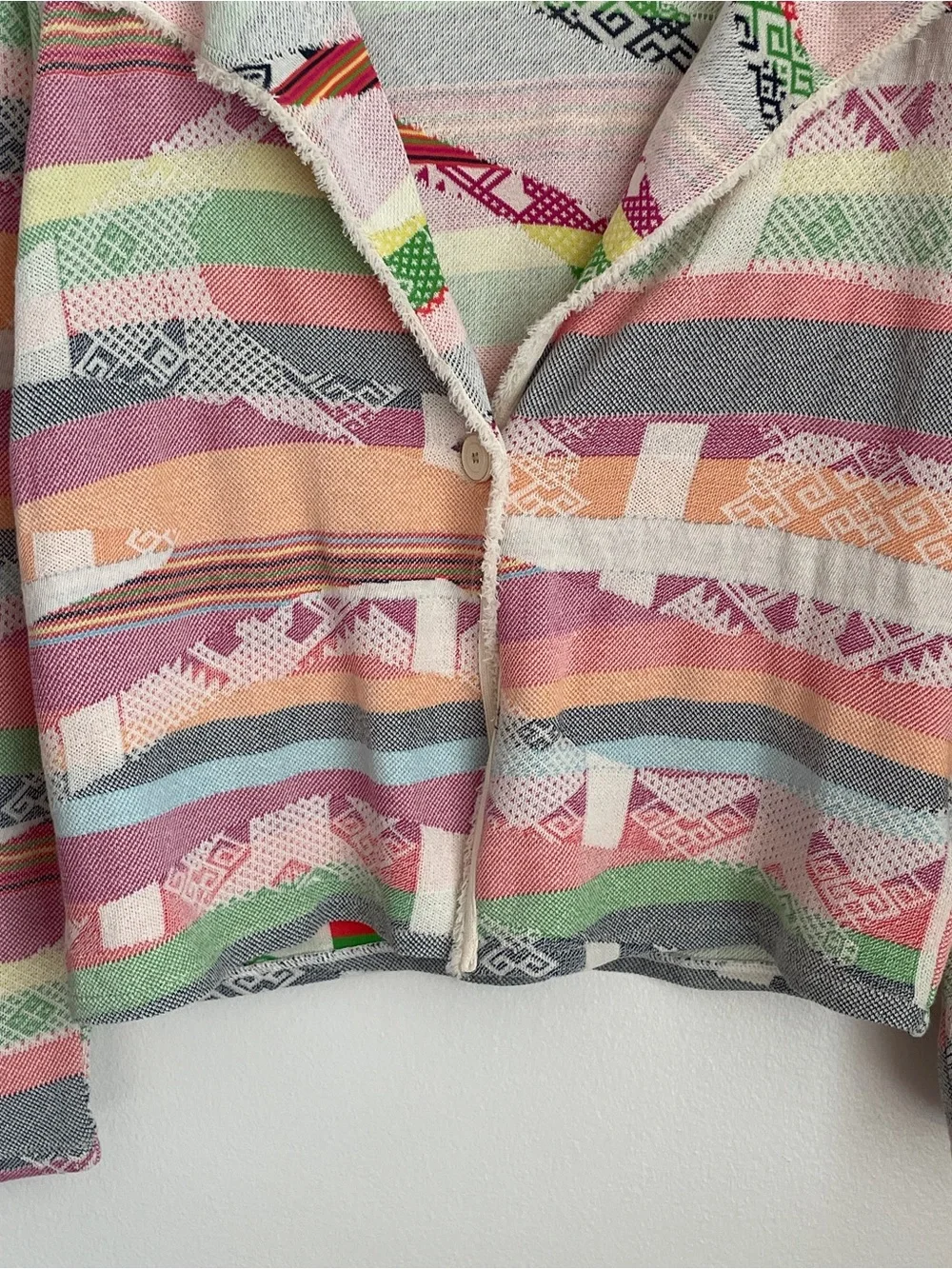 Aldo Martins Silan Cardigan Pastel Aztec Geometric Open Front Western Medium